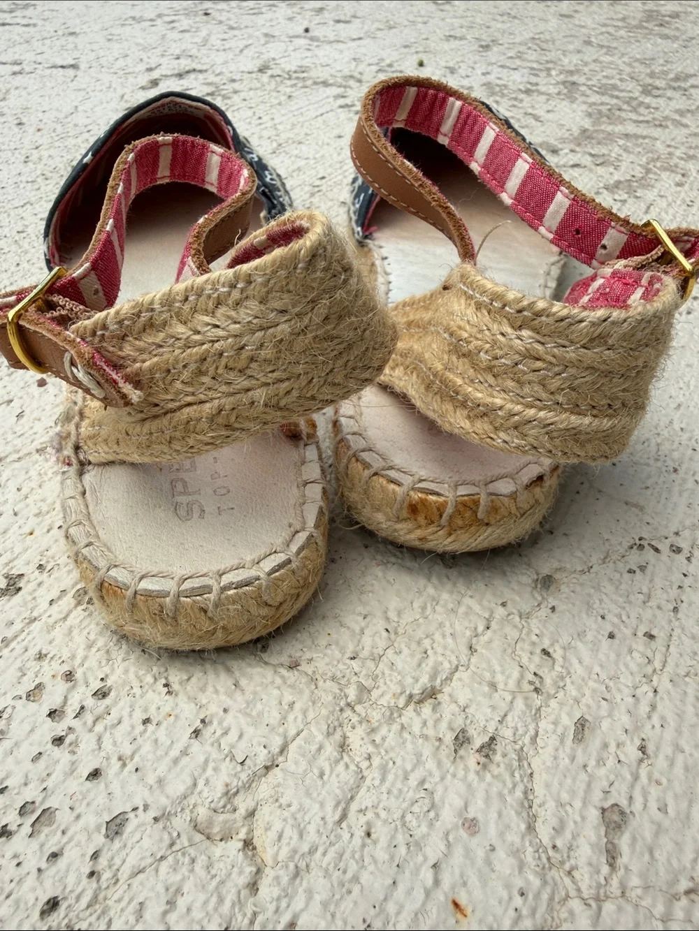 Sperry Black Anchor Print Espadrille Wedges with Red Stripe Ankle Strap - Picture 6 of 12